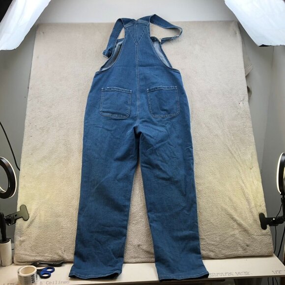 Womens Denim Bib Overalls Large Blue Casual Y2K Straight Leg Classic Cotton - Picture 11 of 11